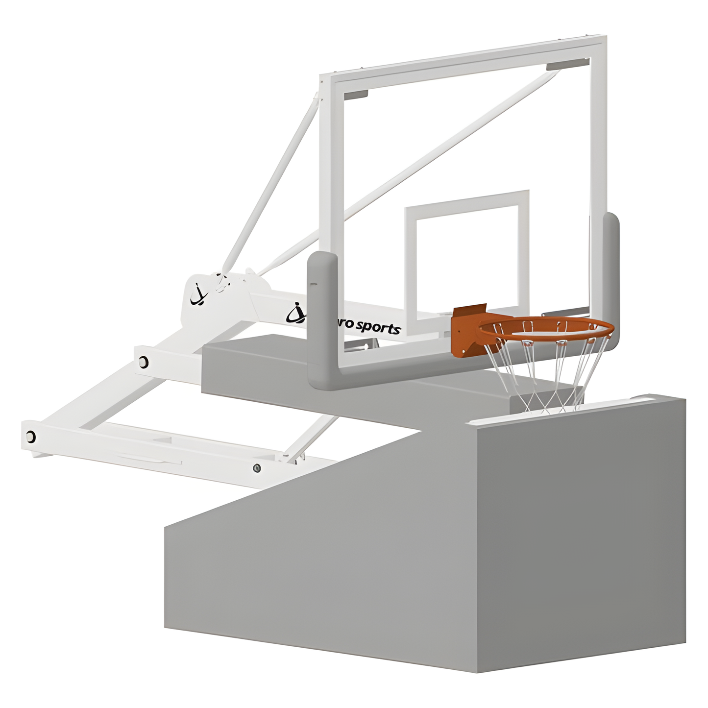 Jaypro Portable Basketball Hoop with clear backboard and orange rim mounted on a gray base