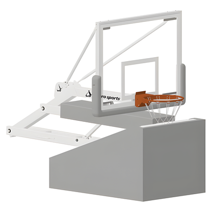 Jaypro Portable Basketball Hoop with clear backboard and orange rim mounted on a gray base