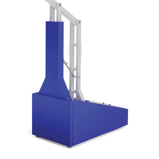 Jaypro Portable Basketball Hoop base and support structure with blue padding for safety