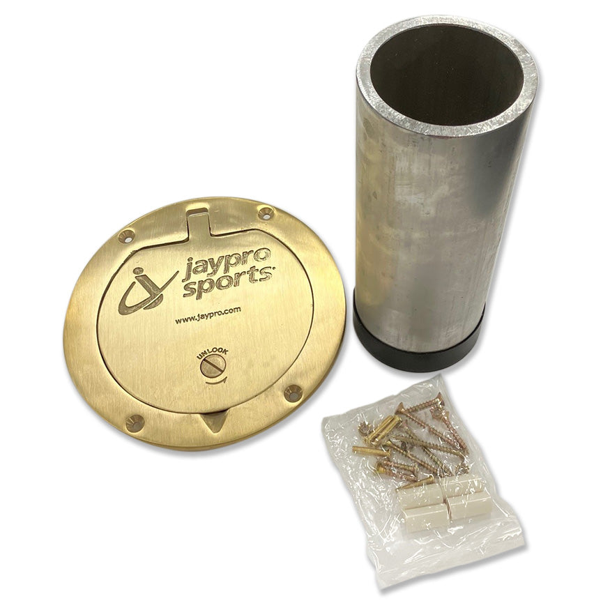 Jaypro Floor Sleeves with Brass Cover Plate (2-7/8 in. Upright) Jaypro