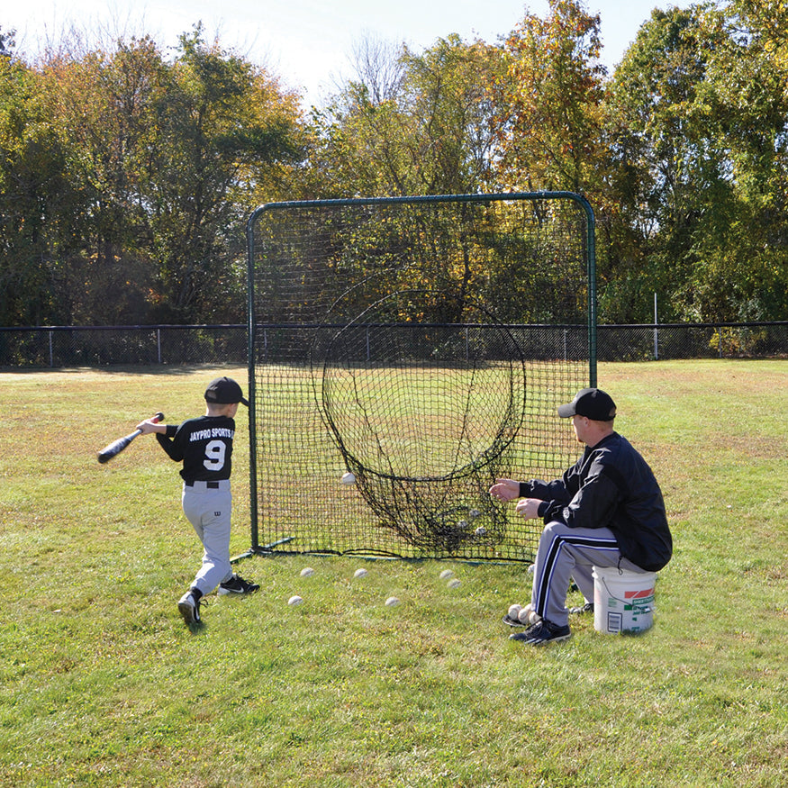 Jaypro Batting Practice Screen - 7 ft.H x 7 ft.W - Portable - Soft Toss (Black) Jaypro