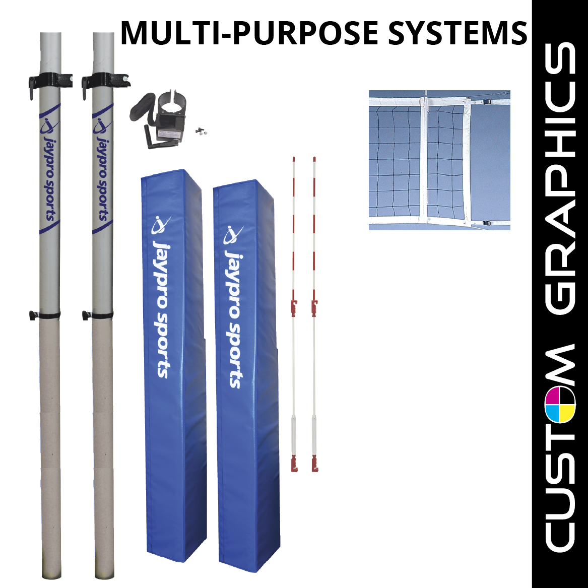 Jaypro Multi-Sport Net System with Custom Graphics (2 in. (51mm) - Canadian Floor Sleeve) Jaypro