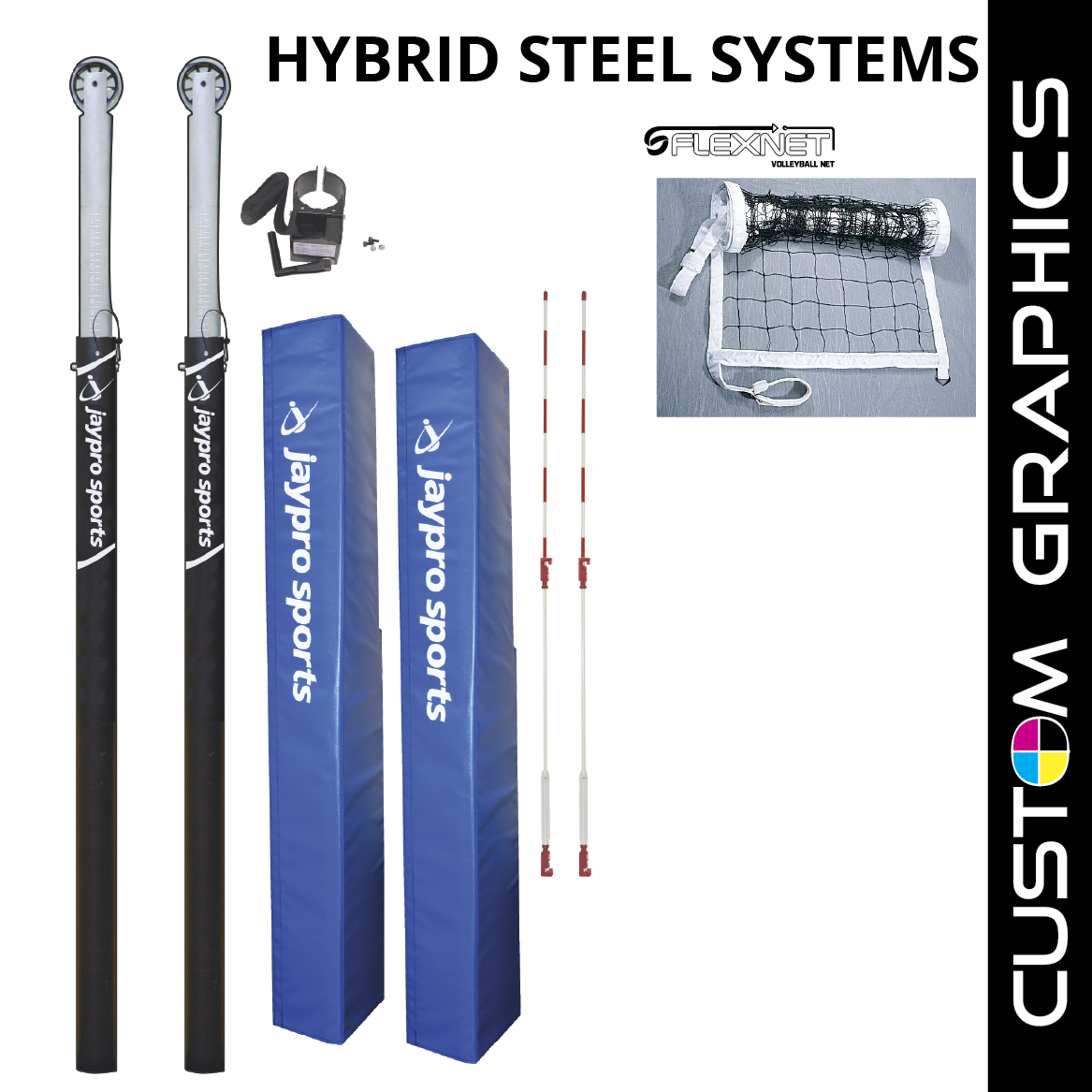 Jaypro Hybrid Steel Net System with Custom Graphics  (3-1/2 in. Floor Sleeve) Jaypro