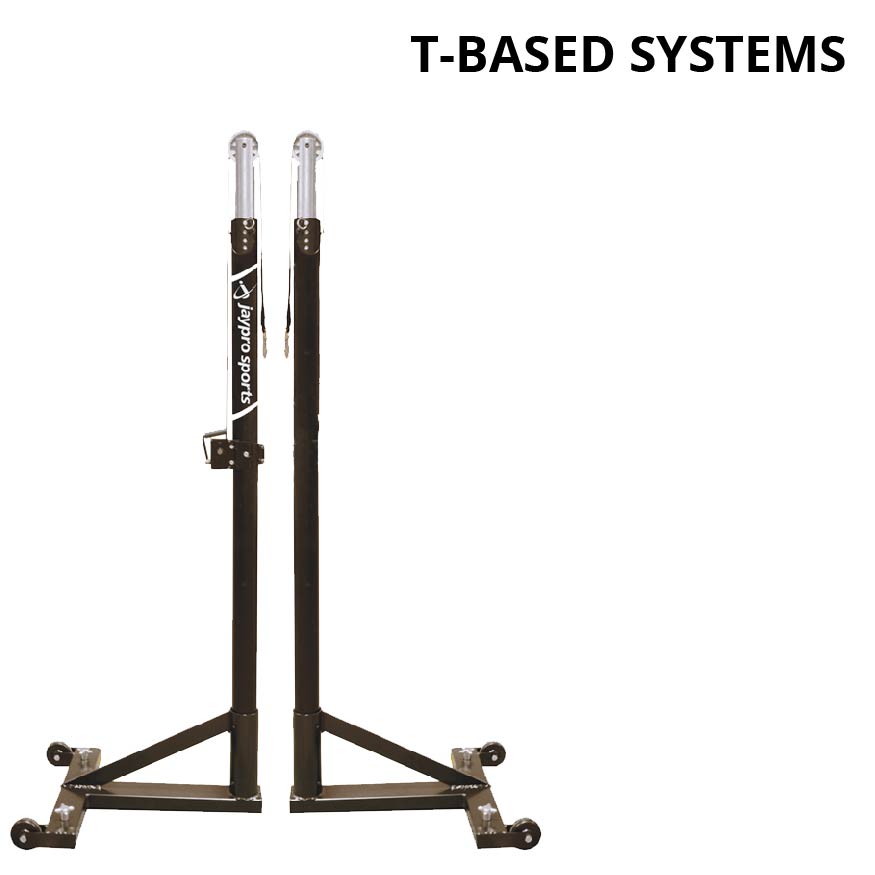 Jaypro T-Base - Competition Volleyball Uprights (FeatherLite  (Pin-Stop Height Adjust) Upright) - NFHS, NCAA, USVBA Compliant Jaypro