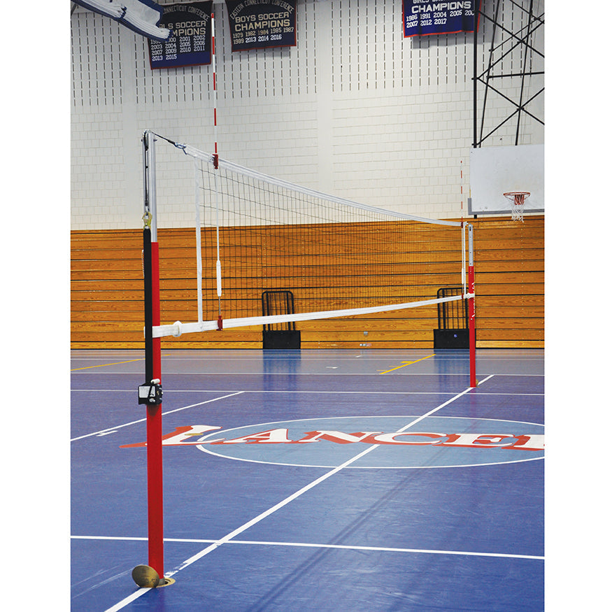 Jaypro Hybrid Steel Volleyball Net System (3 in. Floor Sleeve) - NFHS, NCAA, USVBA Compliant Jaypro