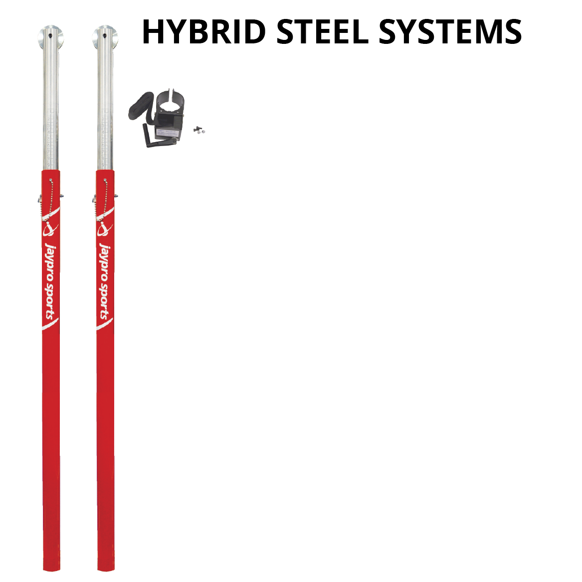 Jaypro Hybrid Steel Volleyball Uprights (3 in. Floor Sleeve) - NFHS, NCAA, USVBA Compliant Jaypro