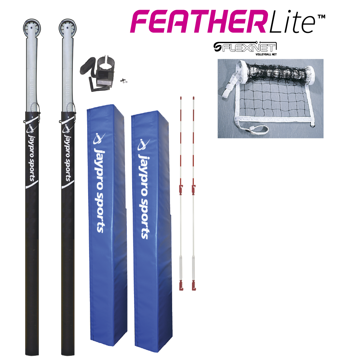 Jaypro FeatherLite  Volleyball Systems (2 in. (51mm) Floor Sleeve - Canadian) - NFHS, NCAA, USVBA Compliant Jaypro