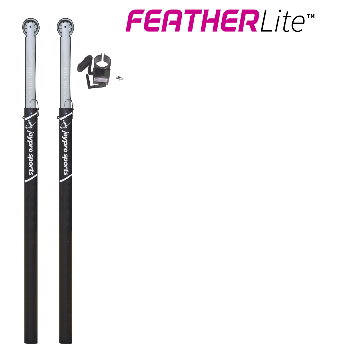 Jaypro FeatherLite Volleyball Uprights (2 in. (51mm) Floor Sleeve - Canadian) - NFHS, NCAA, USVBA Compliant Jaypro