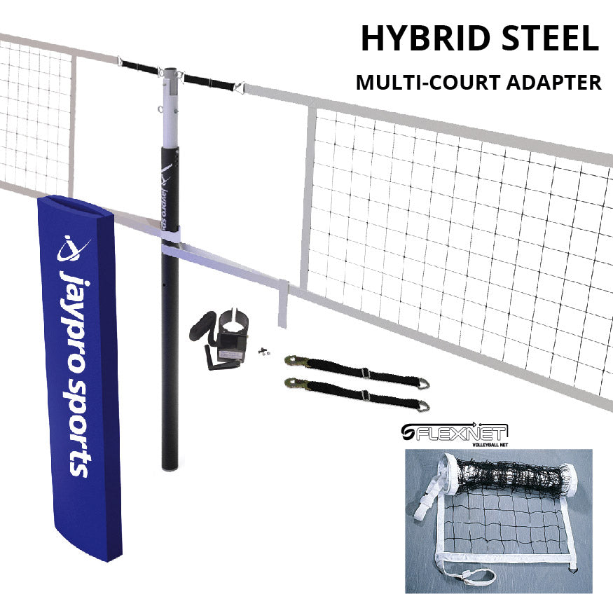 Jaypro Hybrid Steel Volleyball Net Center Upright System (3-1/2 in. Floor Sleeve) - NFHS, NCAA, USVBA Compliant Jaypro