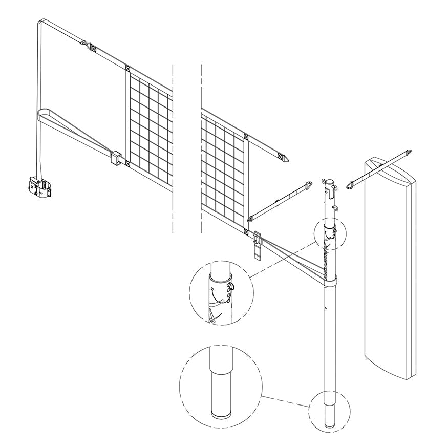 Jaypro FeatherLite  Volleyball Net Center Upright System (3 in. Floor Sleeve) - NFHS, NCAA, USVBA Compliant Jaypro