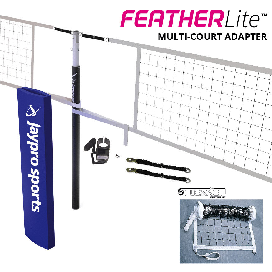 Jaypro FeatherLite  Volleyball Net Center Upright System (3-1/2 in. Floor Sleeve) - NFHS, NCAA, USVBA Compliant Jaypro