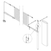 Jaypro FeatherLite  Volleyball Net Center Upright System with Custom Graphics  (3-1/2 in. Floor Sleeve) - NFHS, NCAA, USVBA Compliant Jaypro