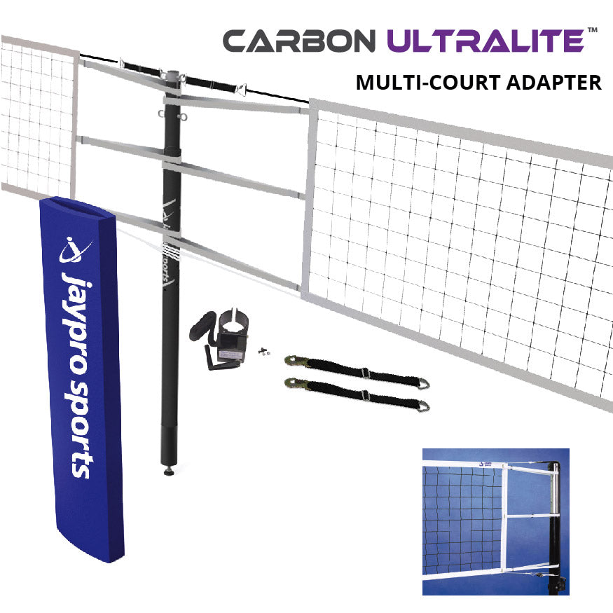 Jaypro Carbon Ultralite  Volleyball Net Center Upright System (3-1/2 in. Floor Sleeve) - NFHS, NCAA, USVBA Compliant Jaypro