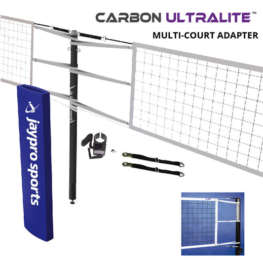 Jaypro Carbon Ultralite  Volleyball Net Center Upright System (3 in. Floor Sleeve) - NFHS, NCAA, USVBA Compliant Jaypro