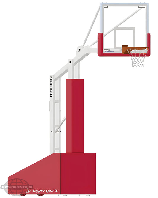 Jaypro sports portable basketball hoop with adjustable height and sturdy base in red and white