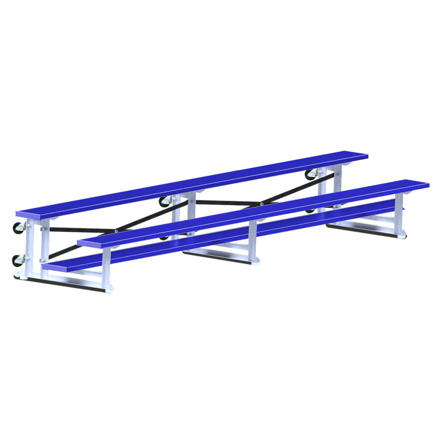 Jaypro Bleacher - 15 ft. (2 Row - Single Foot Plank) - Tip & Roll  (Powder Coated)
