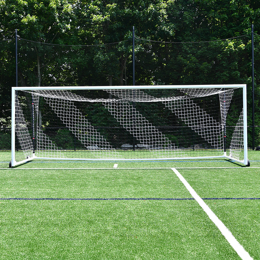 Jaypro SGP-850NBK - Soccer Goal Replacement Nets (4-3/4 in. Sq. - 4mm Braided Mesh) (8 ft.H x 24 ft.W x  6 1/2 ft.B x 7 1/2 ft.D) (White/Black)