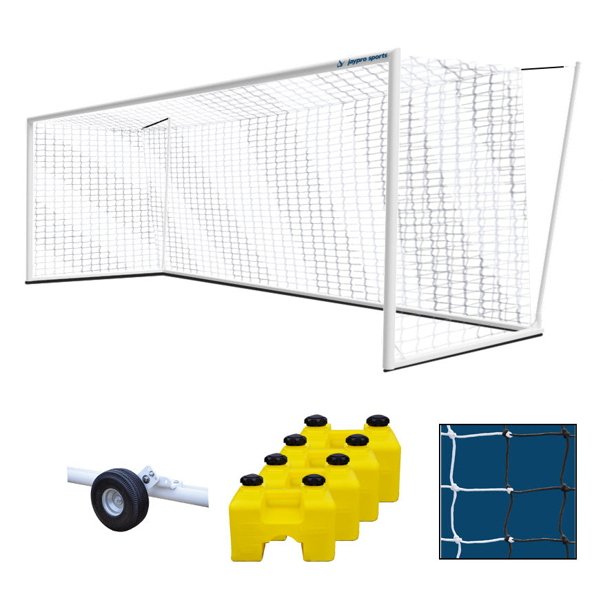 Jaypro Soccer Goals - Nova  World Cup Goal Package with Black/White Net (8 ft.H x 24 ft.W x 7 ft.B x 8 ft.D) - NFHS, NCAA, FIFA Compliant Jaypro
