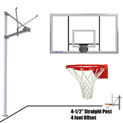 Jaypro Basketball System - Straight Post (4-1/2 in. Pole with 4 ft. Offset) - 72 in. Acrylic Backboard - Flex Rim Goal Jaypro