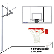 Jaypro Basketball System - Straight Post (4-1/2 in. Pole with 4 ft. Offset) - 72 in. Acrylic Backboard - Super Goal Jaypro