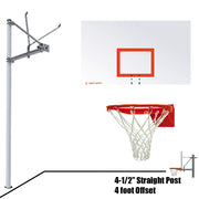 Jaypro Basketball System - Straight Post (4-1/2 in. Pole with 4 ft. Offset) - 72 in. Steel Backboard - Flex Rim Goal Jaypro