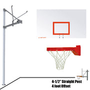 Jaypro Basketball System - Straight Post (4-1/2 in. Pole with 4 ft. Offset) - 72 in. Steel Backboard - Playground Breakaway Goal Jaypro