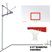 Jaypro Basketball System - Straight Post (4-1/2 in. Pole with 4 ft. Offset) - 72 in. Steel Backboard - Playground Goal Jaypro