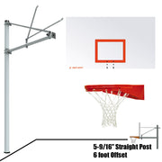 Jaypro Basketball System - Straight Post (5-9/16 in. Pole with 6 ft. Offset) - 72 in. Steel Backboard - Playground Goal Jaypro