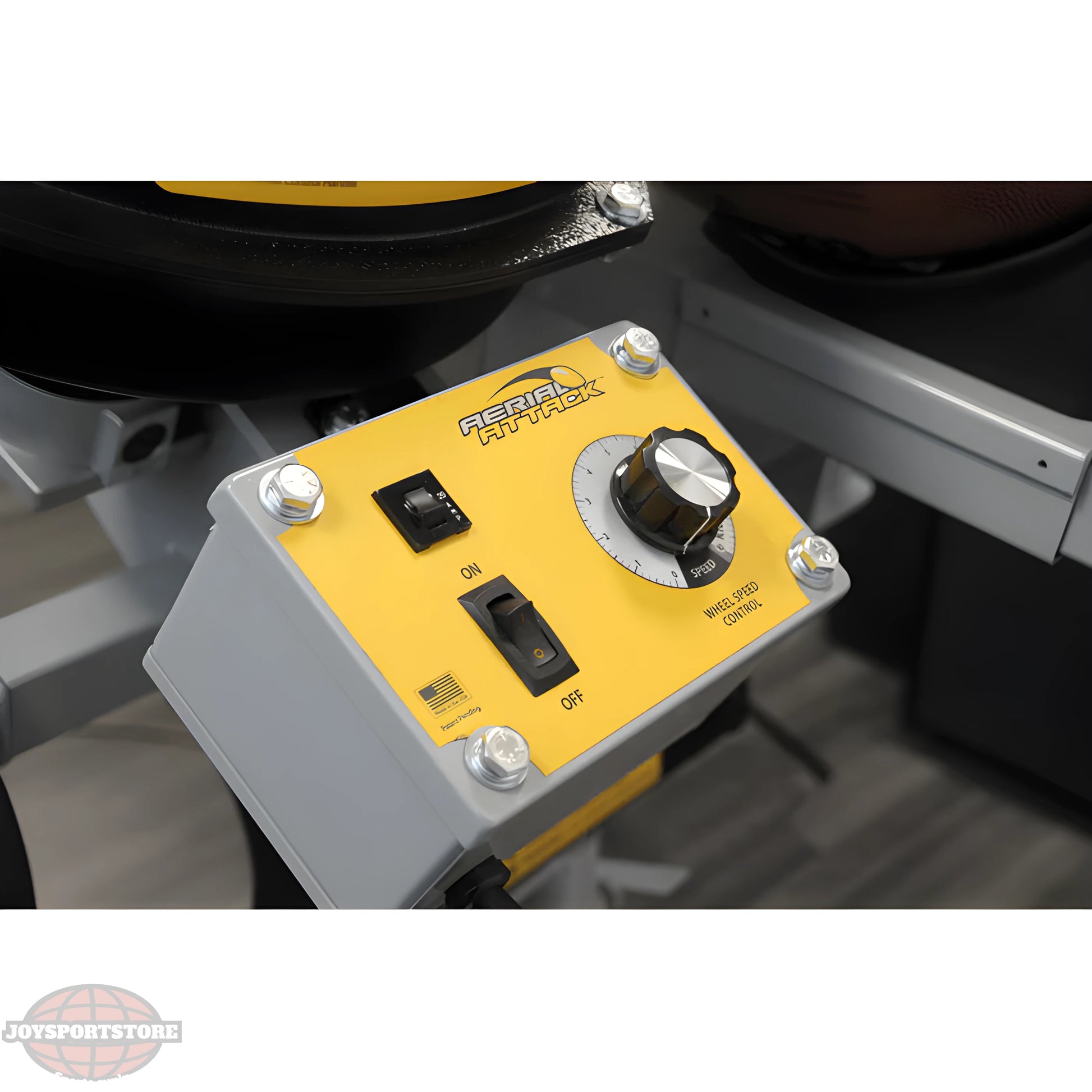 Control panel of Sports Attack Aerial Machine with speed and power settings for sports training