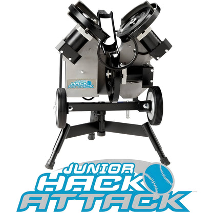 Sports Attack Junior Pitching Machine with dual wheel design for consistent ball delivery