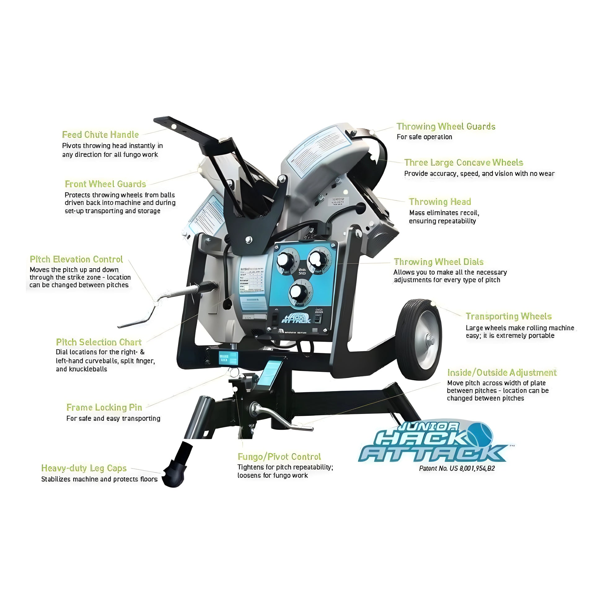 Sports Attack Junior pitching machine with adjustable settings and durable frame for training sessions