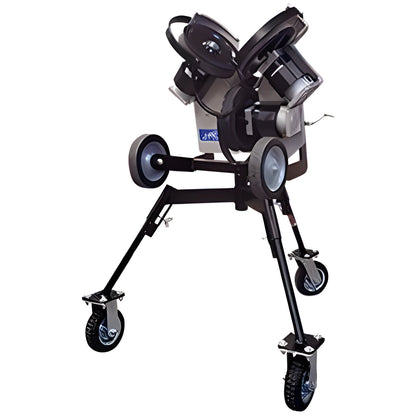 Sports Attack Pitching Machine with twin wheels for easy mobility and precision pitching for baseball training