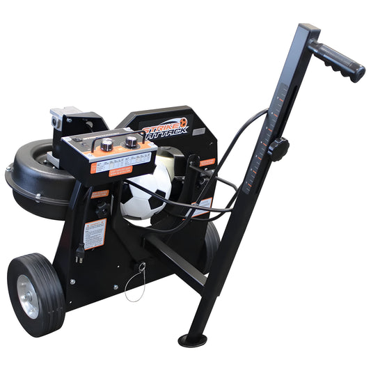 Sports Attack Soccer Machine AC designed for training and enhancing soccer skills with adjustable speed settings