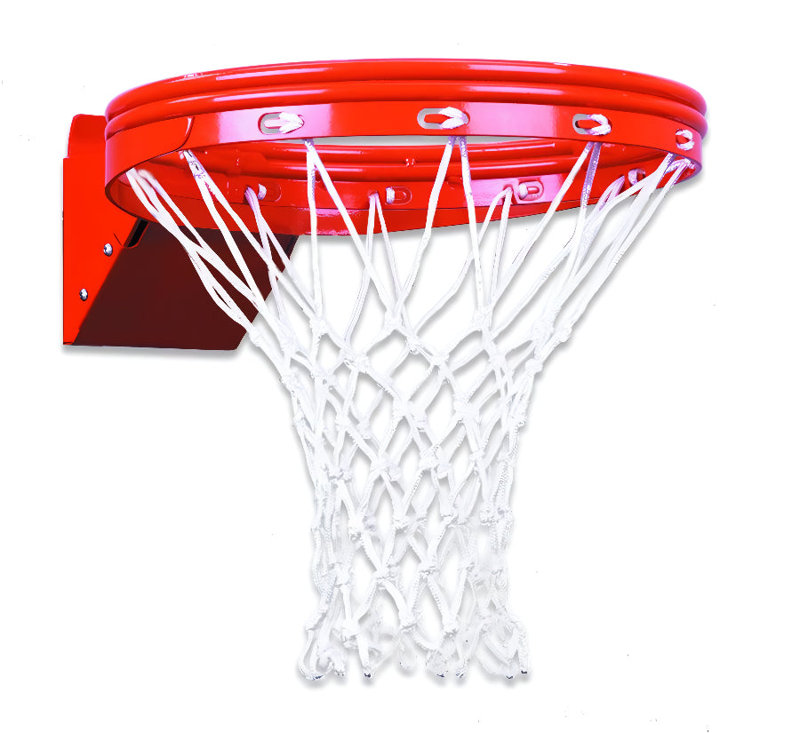 FIRST TEAM basketball hoop with durable red basketball rim and white net for indoor and outdoor play