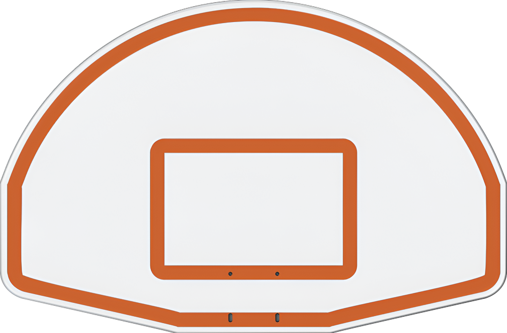 Jaypro half-circle basketball backboard with orange outline and standard target box