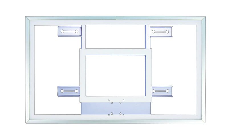 FIRST TEAM basketball backboard with clear rectangular design and sturdy mounting brackets