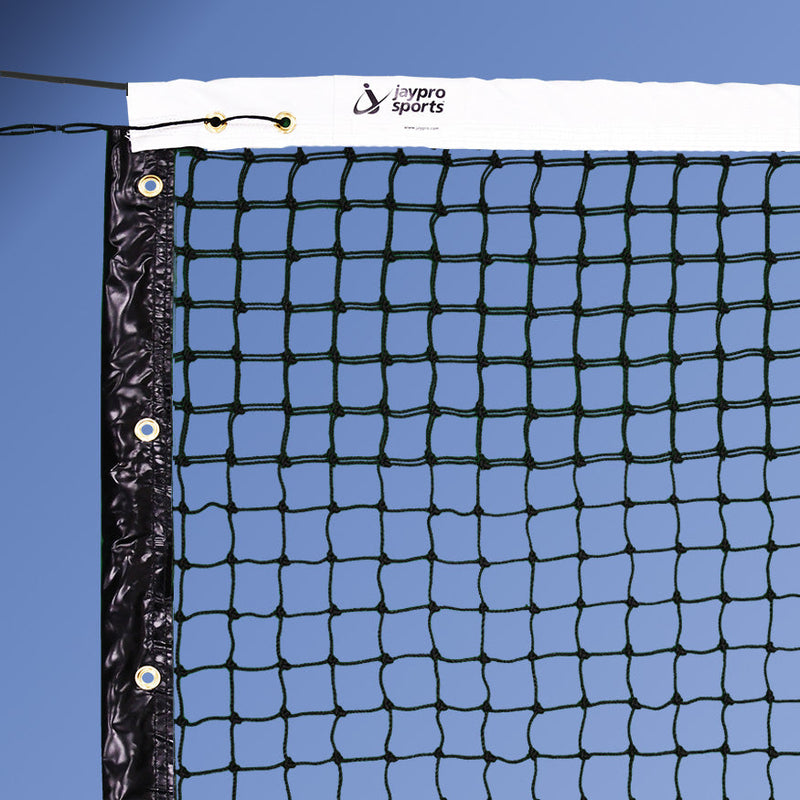 Jaypro Tournament Tennis Net (1-7/8 in. Sq. - 3mm Polyethylene Knotted Mesh) - Tennis Net (42 ft.L x 42 in.H) (Black) Jaypro