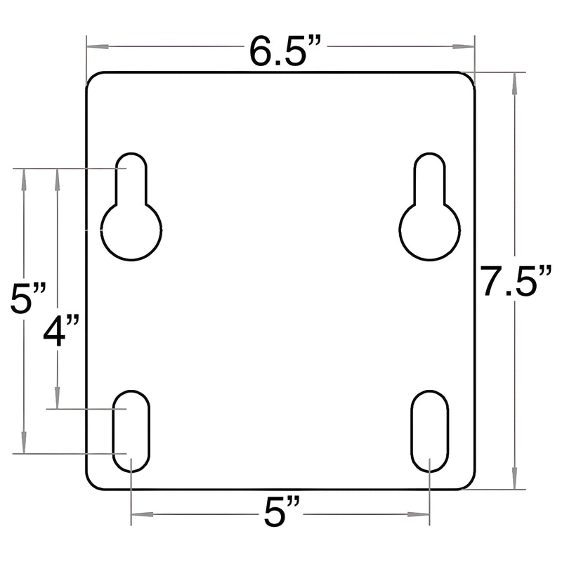 Jaypro basketball rim mounting plate with detailed measurements for installation