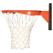 Jaypro basketball rim with attached white net and orange metal hoop for basketball games