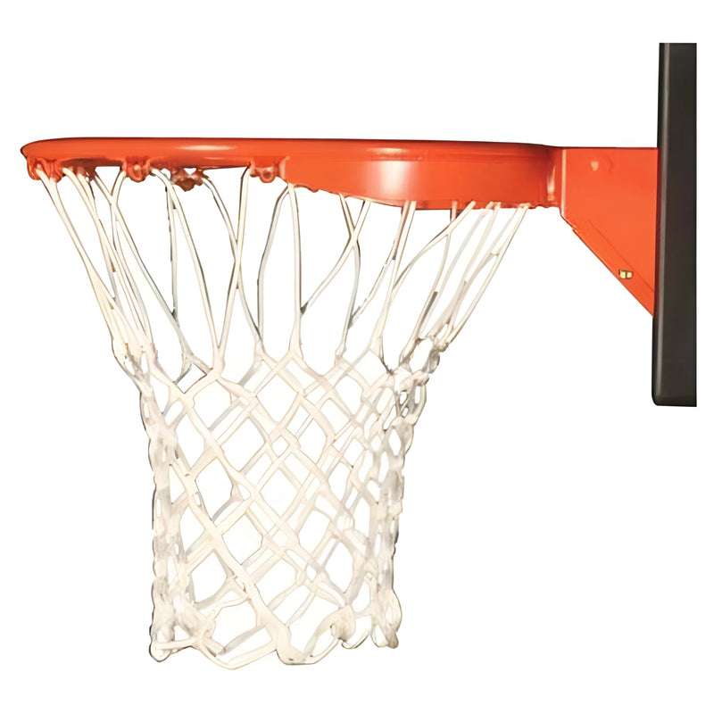 Jaypro basketball rim with attached white net and orange metal hoop for basketball games
