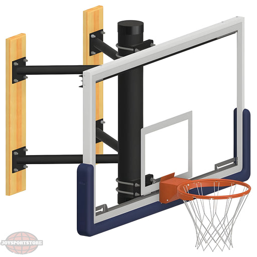 Jaypro wall mount basketball hoop with clear backboard and sturdy black support arms