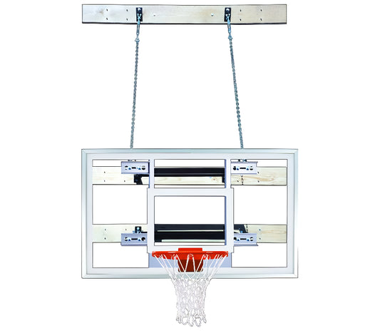 FIRST TEAM wall mount basketball hoop with clear backboard and sturdy metal chains for secure installation