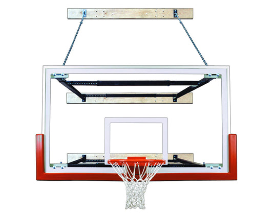 FIRST TEAM Wall Mount Basketball Hoop with clear backboard and red rim for indoor or outdoor use