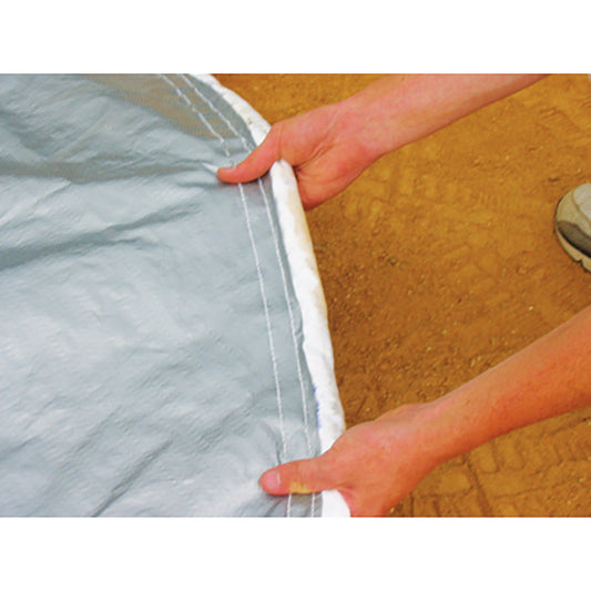 Jaypro Baseball Tarp with Weighted Hem (18 ft. Round - 6 oz. Polyethylene) (White or Silver - Reversible) Jaypro