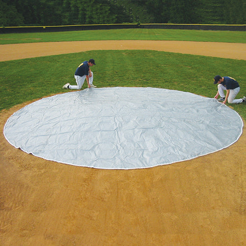 Jaypro Baseball Tarp with Weighted Hem (18 ft. Round - 6 oz. Polyethylene) (White or Silver - Reversible) Jaypro