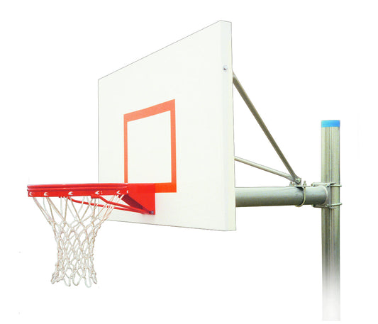 Steel basketball post with aluminum backboard with basketball rim 