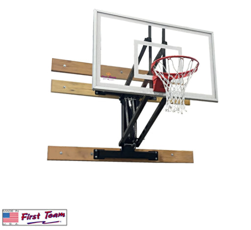 FIRST TEAM all Mount Basketball Hoop with clear backboard and sturdy black support frame