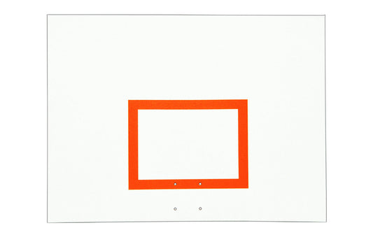 FIRST TEAM white basketball backboard with orange rectangular target outline for basketball hoop