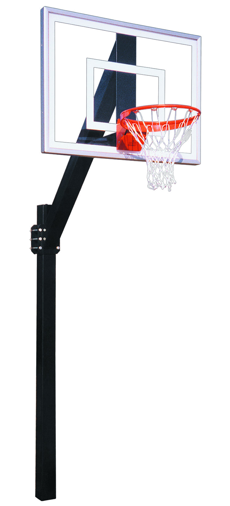FIRST TEAM In Ground Basketball Hoop with clear backboard and red rim with white net