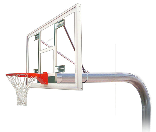FIRST TEAM In Ground Basketball Hoop with clear backboard and red rim on metal pole